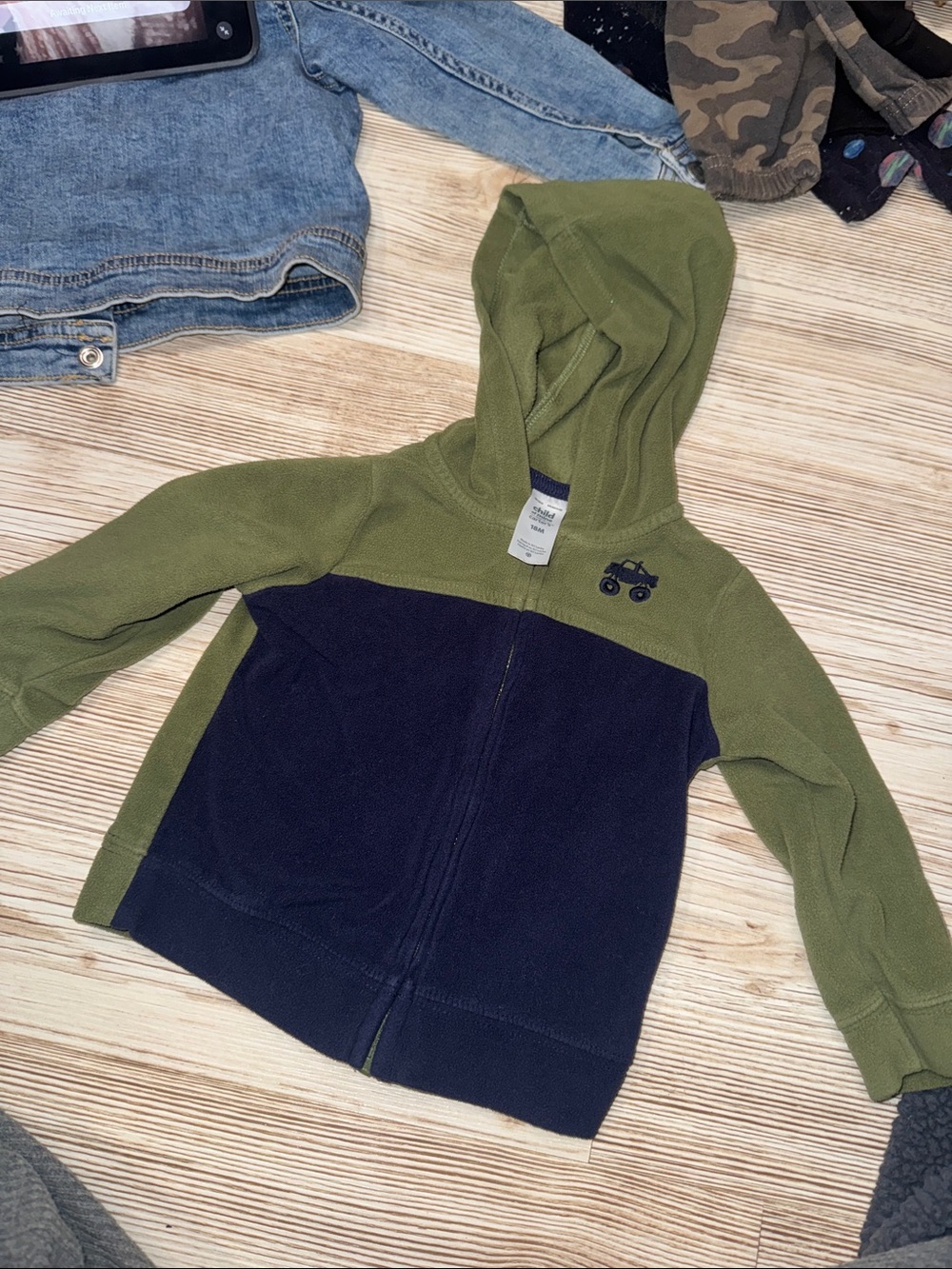 Carter's Olive Green & Navy Hooded Zip Sweatshirt
